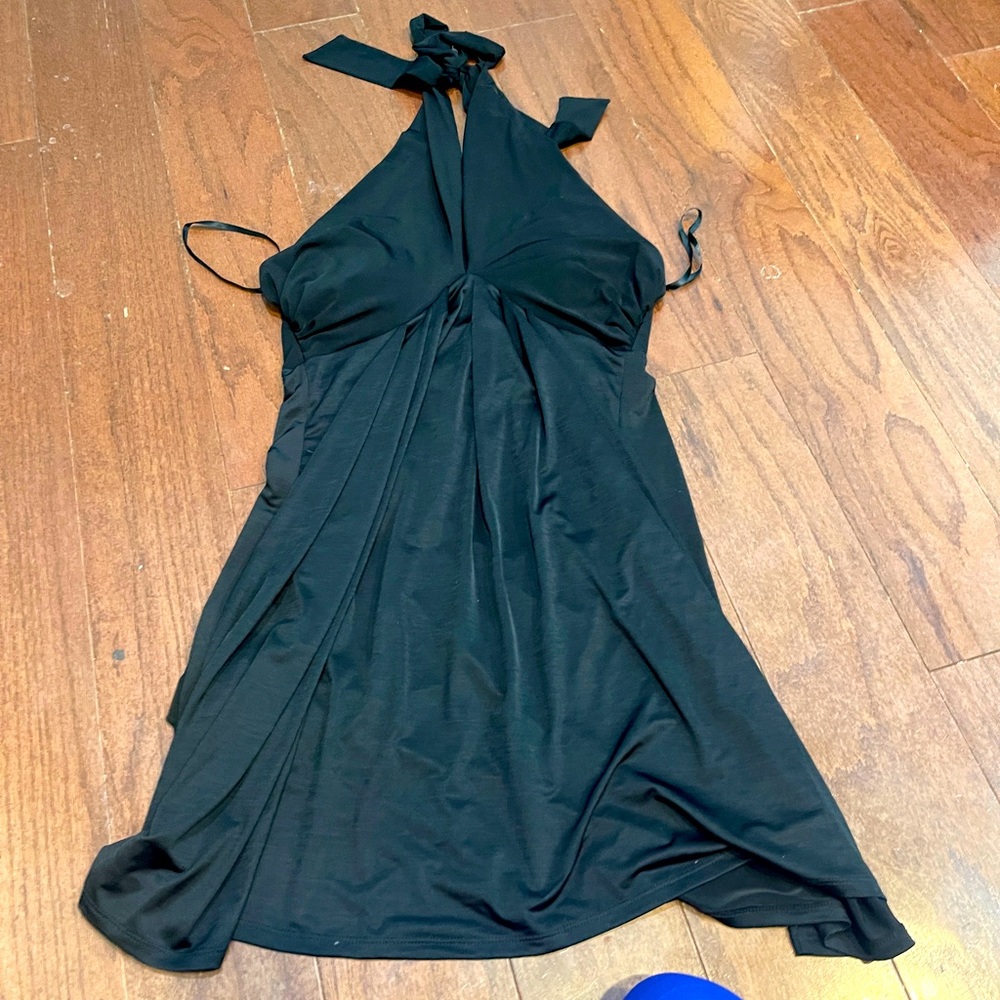 Charlotte Russe V-neck Halter Flattering Black Dress Size large